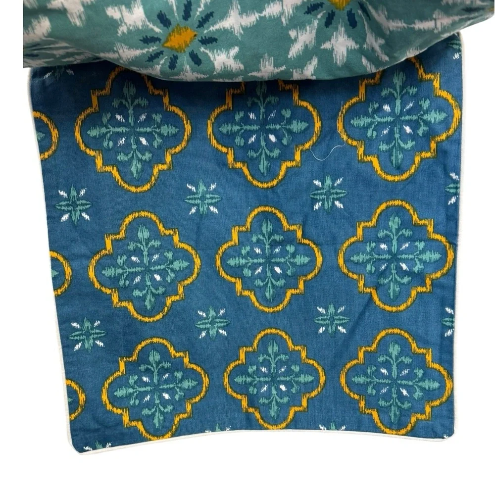 Set of 4 Throw Pillow Blue and Gold Accent Pillow Zippered Covers 24x24